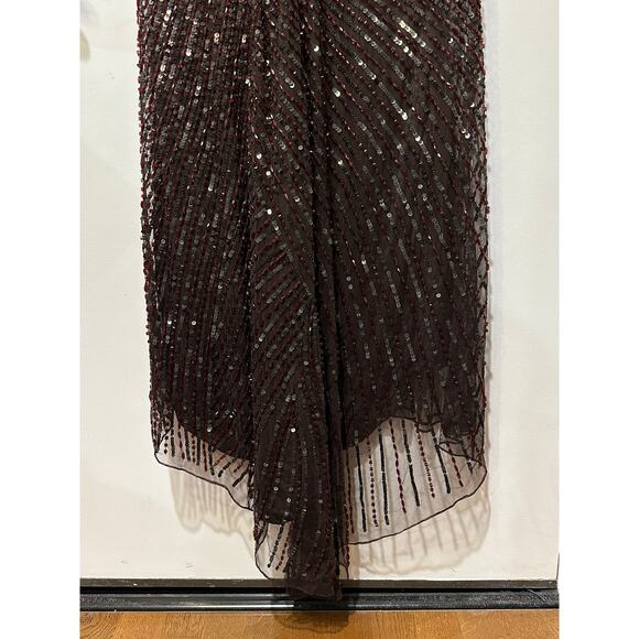 Mac Duggal Cap Sleeve Sequined Evening Gown Brown Red Beads Size 10 NWOT #5441 - Picture 14 of 16
